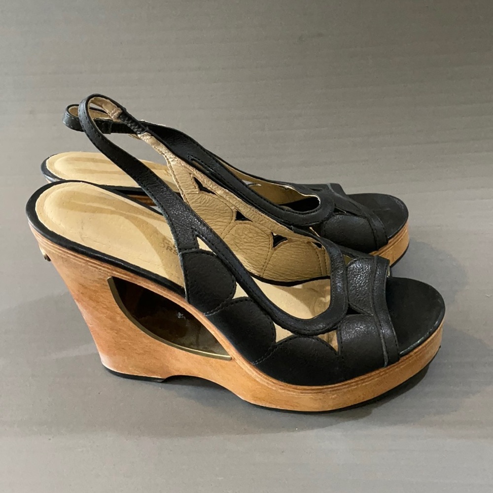 Black Michael Kors sandals with cutout heels